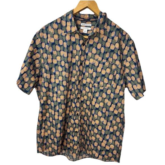 Amazon Essentials Pineapple Print Short-Sleeve Button-Down MEN’s Size XL NEW - Picture 2 of 9